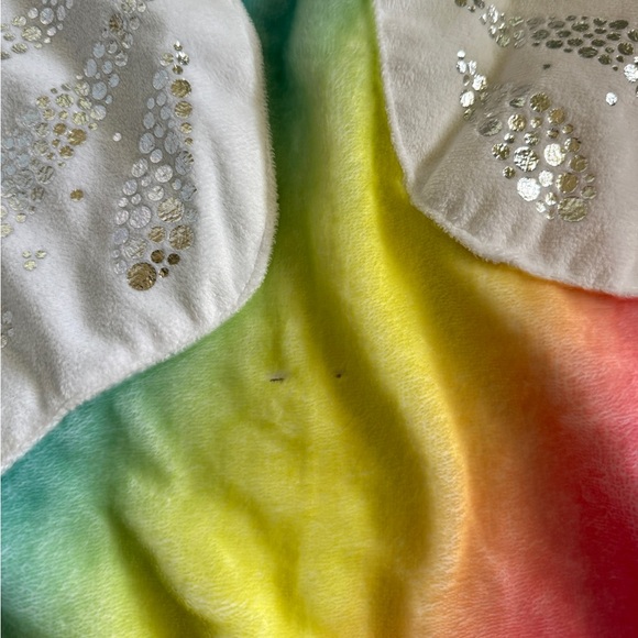 Justice One Size Hooded Llamacorn Blanket Neon Rainbow Silver on wings - Picture 3 of 6